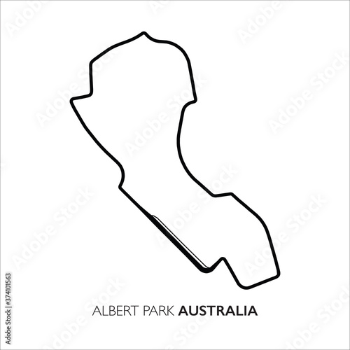 Albert Park circuit, Australia. Motorsport race track vector map
