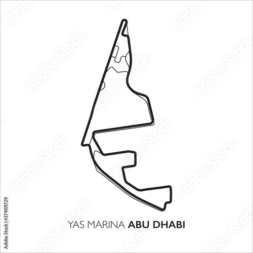 Yas Marina circuit, Abu Dhabi. Motorsport race track vector map