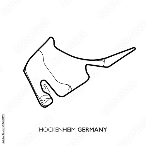Hockenheim circuit, Germany. Motorsport race track vector map photo