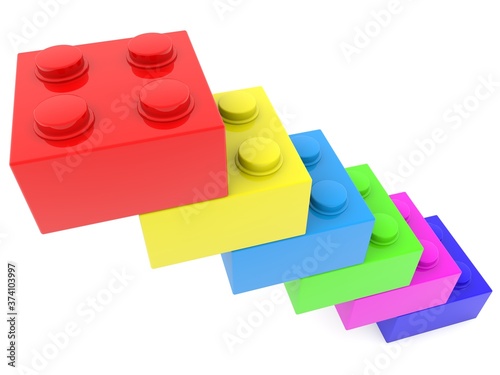 Steps from toy bricks of different colors