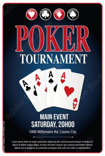 Casino Poker Tournament background blue template design