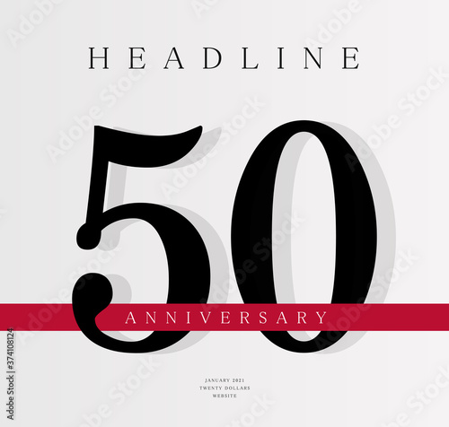 50th Anniversary banner template, journal cover design template, fiftieth jubilee release, business birthday poster, vector illustration