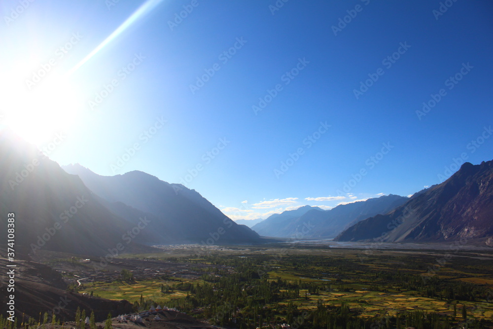 Obraz premium Buddha statue at Buddhist monastery Diskit, Ladakh, India. Golden Buddha, Tibet