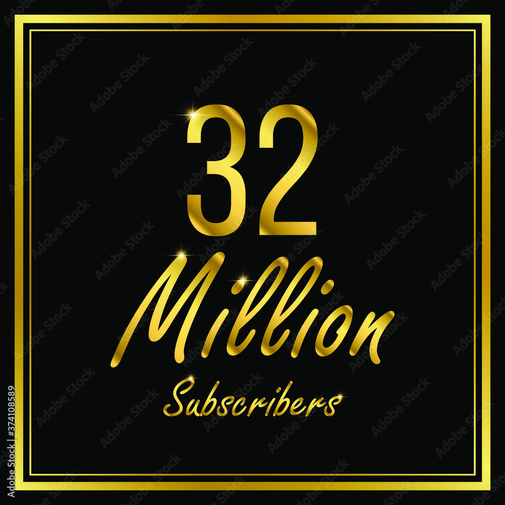 Thirty two or 32 Million followers or subscribers achievement symbol design, vector illustration. Thirty two or 32 Million followers or subscribers achievement symbol design, vector illustration.