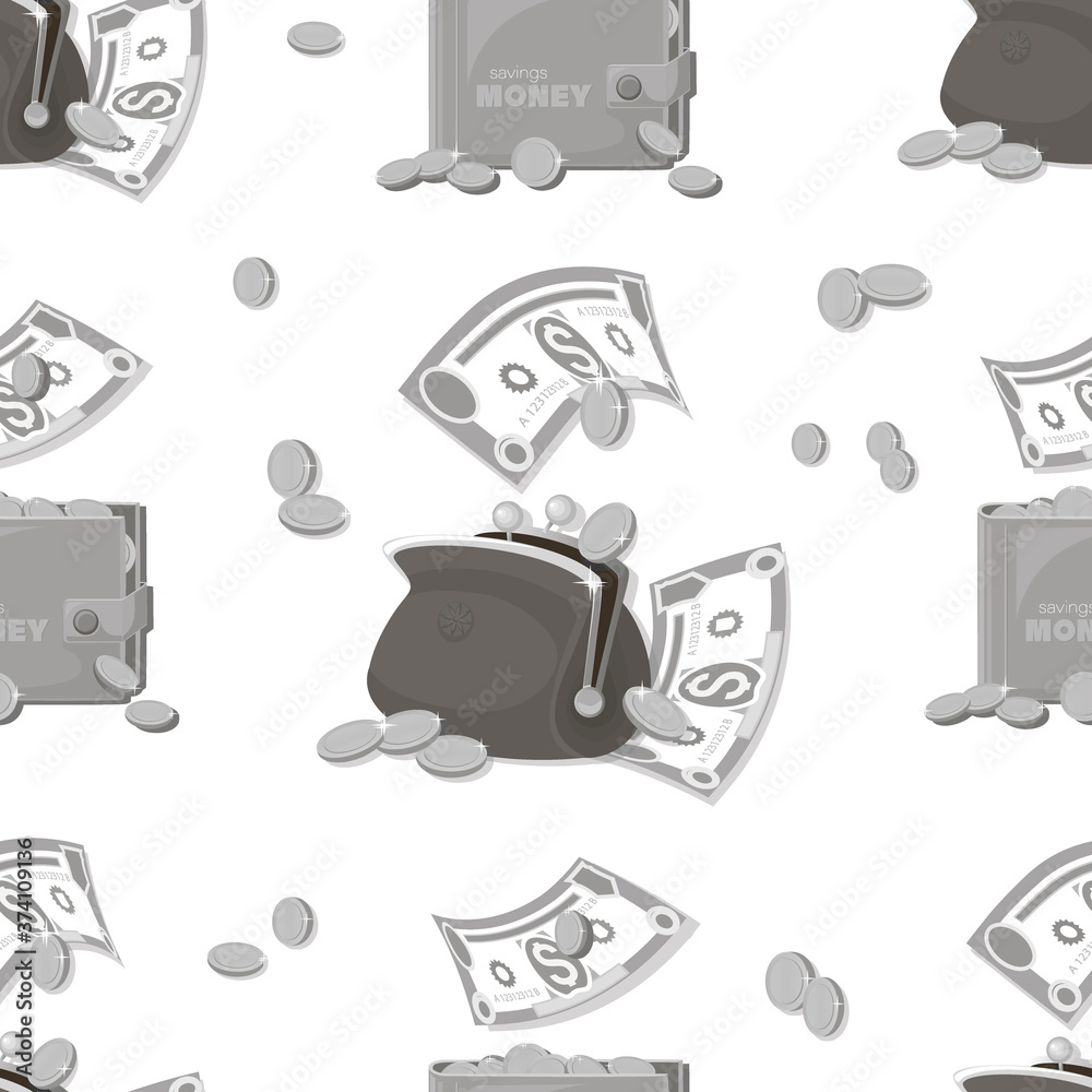 Money pattern. Cash background. Dollars signs, gold coins. Falling money Money pattern. Cash background. Dollars signs, gold coins. Falling money