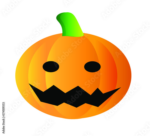  halloween vector illustration with pumpkin (jack o lantern) isolated on white background