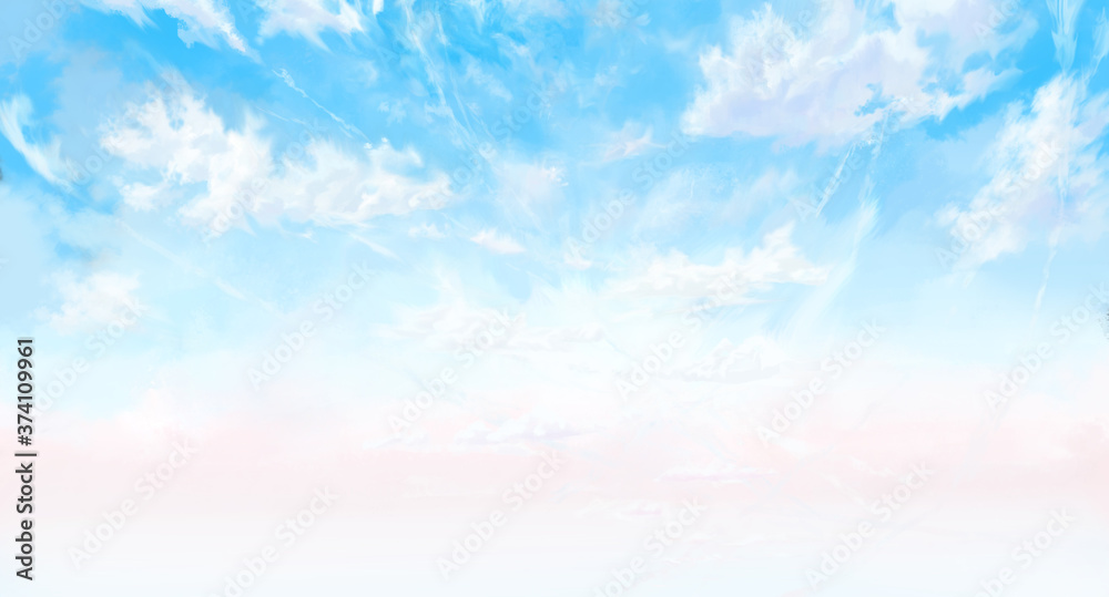 タイトルを乗せやすい余白のある空のみの背景【水彩風】 タイトルを乗せやすい余白のある空のみの背景【水彩風】