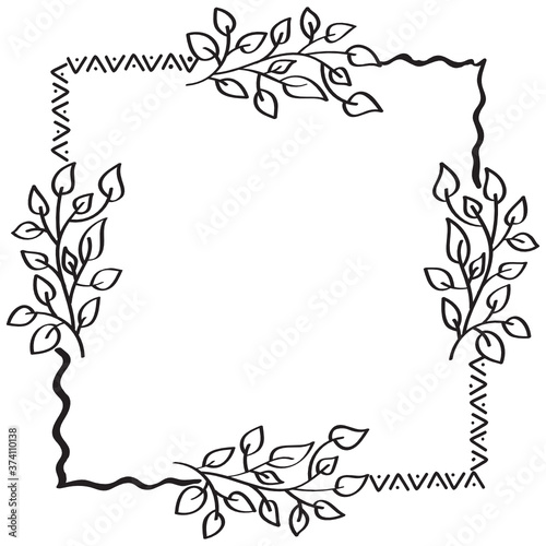  Hand drawn vector of floral frame, editable style 