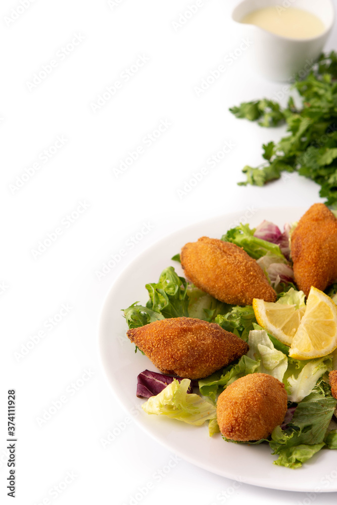 Traditional lebanese kibbeh isolated on white background