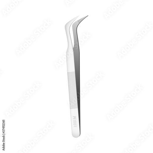 Metal tweezers or pincette tool realistic mockup vector illustration isolated.