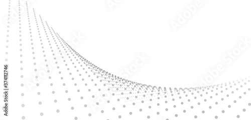Low poly shape with black dots on light background.Abstract polygonal white space background . Dynamic particles wave.Big data visualization 3D. Digital landscape.