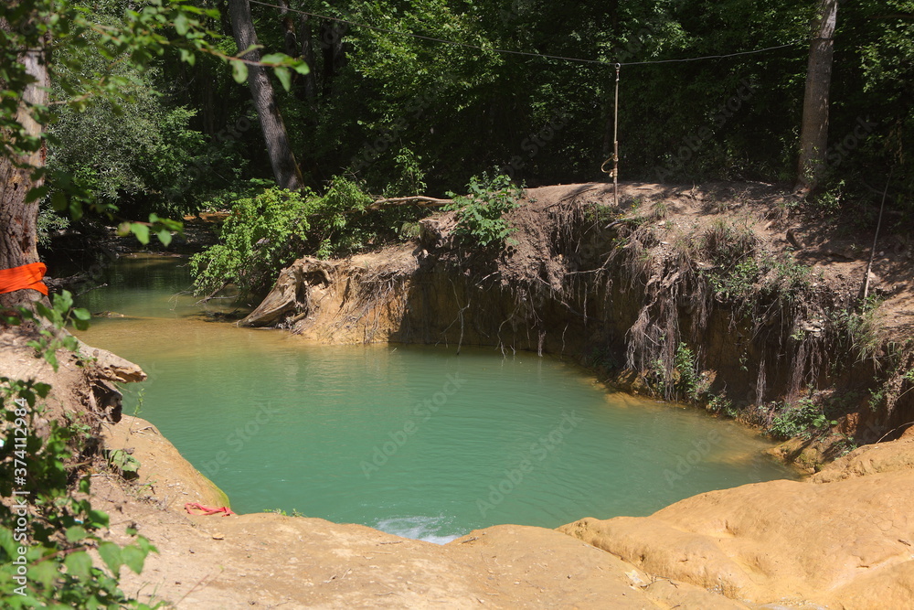 Naklejka premium Beautiful landscape with forest lake