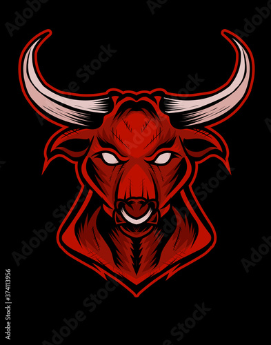 bull head ink style-vector illustration design.