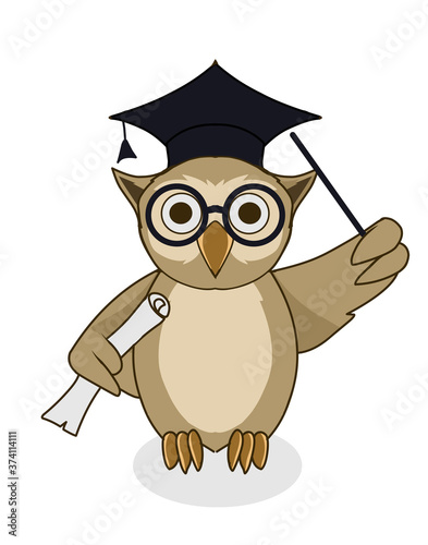 cute owl bird teacher - vector
