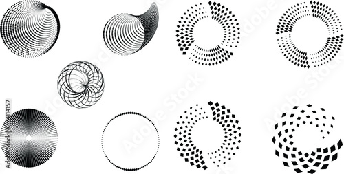 Halftone dots in circle form. Circular Music equalizer . Audio waves . Sound frequency . round logo . vector dotted frame . design element
