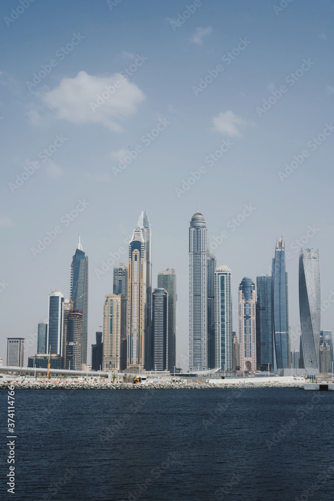Fototapeta premium View on skyscraper buildings in Dubai Marina