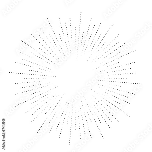 Radial speed Lines in Circle Form for comic books . fireworks Explosion background . Vector Illustration . Starburst round Logo . Circular Design element . Abstract Geometric star rays . Sunburst .