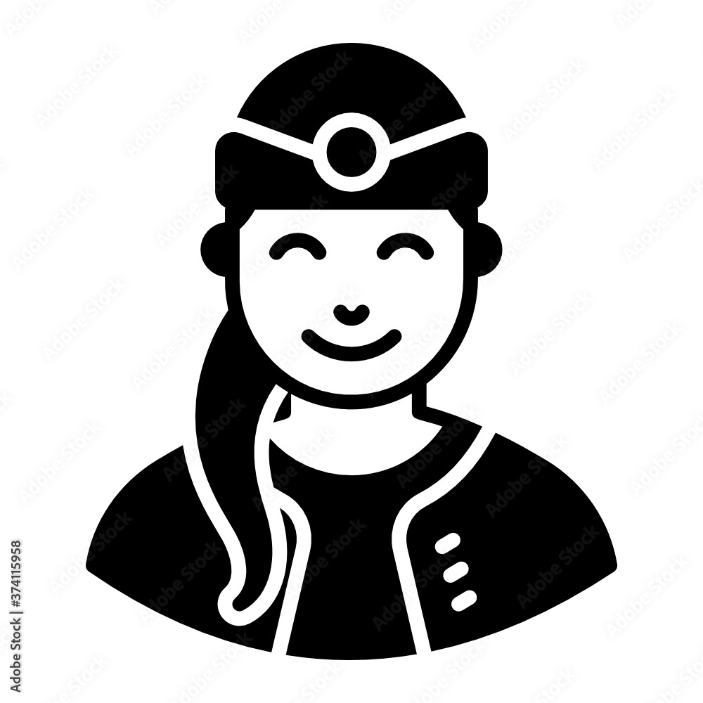 
Female flight attendant, air hostess 
