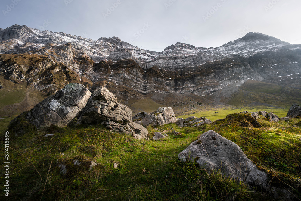 Beautiful nature landscape mountain Include Light shines and rock against sky in Appenzell Alps Switzerland