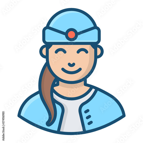 
Female flight attendant, air hostess 
