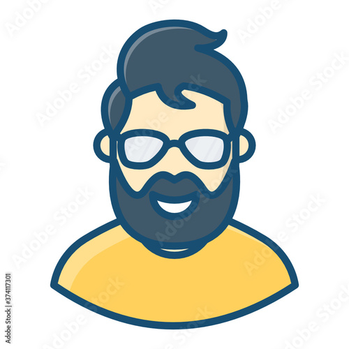 
Design of performer in modern flat style, hipster concept  
