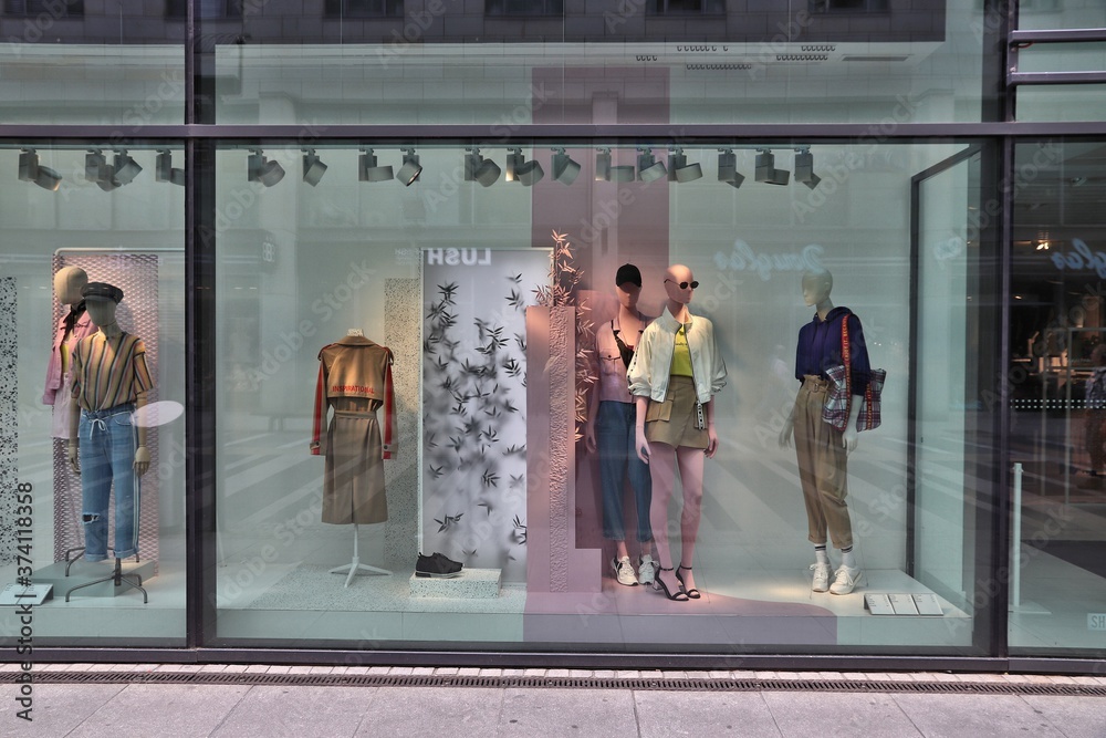 DRESDEN, GERMANY - MAY 10, 2018: Window display of Bershka clothes shop in  Dresden, Germany. Bershka brand is part of Inditex fashion group. Stock  Photo | Adobe Stock
