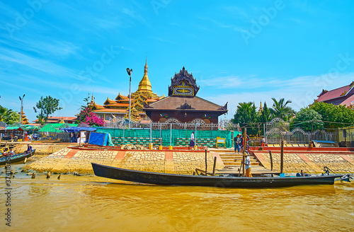 Hpaung Daw U Pagoda across the canal, Ywama, Myanmar photo