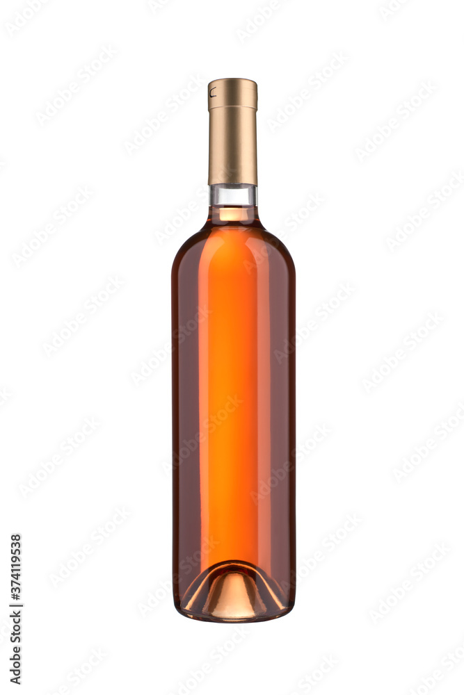 Rose wine bottle isolated on white background with clipping path Rose wine bottle isolated on white background with clipping path