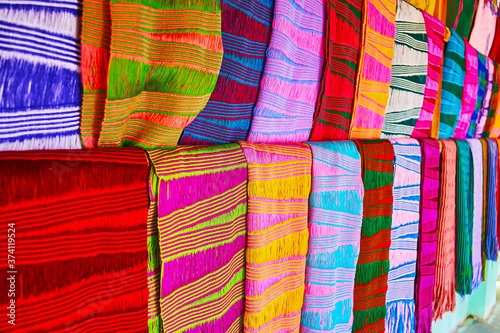 Authentic scarfs from Padaung Kayan workshop, Inle Lake,Ywama, Myanmar