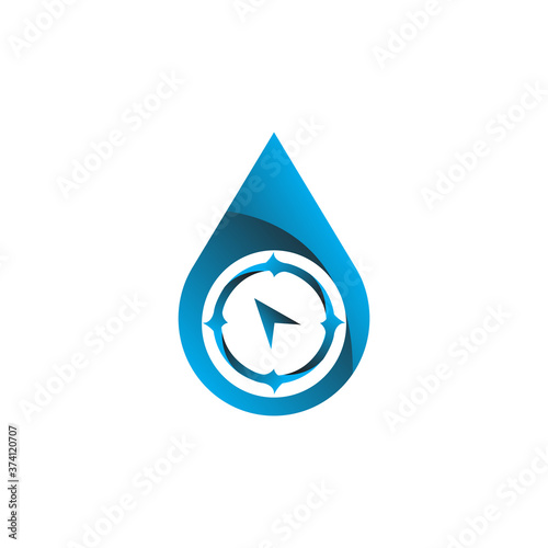 water drop compass navigator logo template design vector with isolated white background