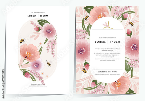 Vector illustration of a beautiful floral frame set for Wedding, anniversary, birthday and party. Design for invitation card, picture frame, poster, scrapbook 