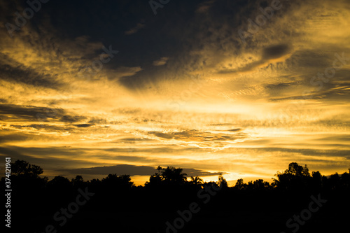 landscape of sunlight and cloud on the sky in sunset