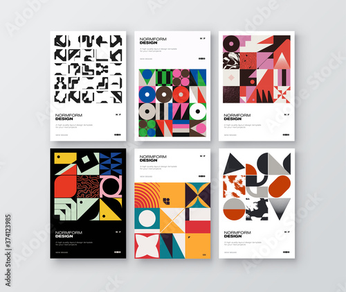 Post-Modern Poster Design Collection Vector Cover Mockup Set
