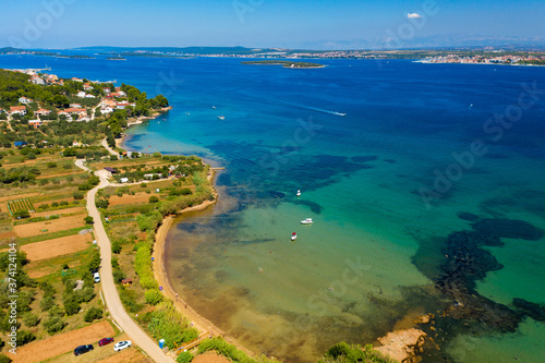 Aerial view of a beach and the sea on the Pasman Island, Croatia photo