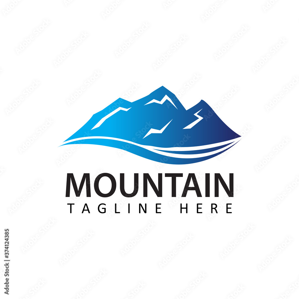 mountain logo template design vector in isolated white background