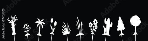 set of shadow puppet cartoon icon design template with various models. vector illustration