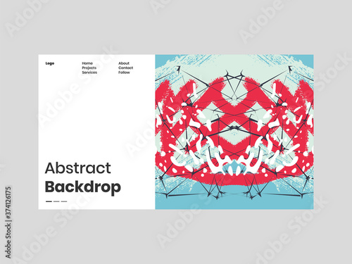 bstract homepage illustration. Colorful lines, spots, constellations and polygons. Decorative symmetric backdrop. Hand drawn texture, decor elements and shapes. Eps10 vector.