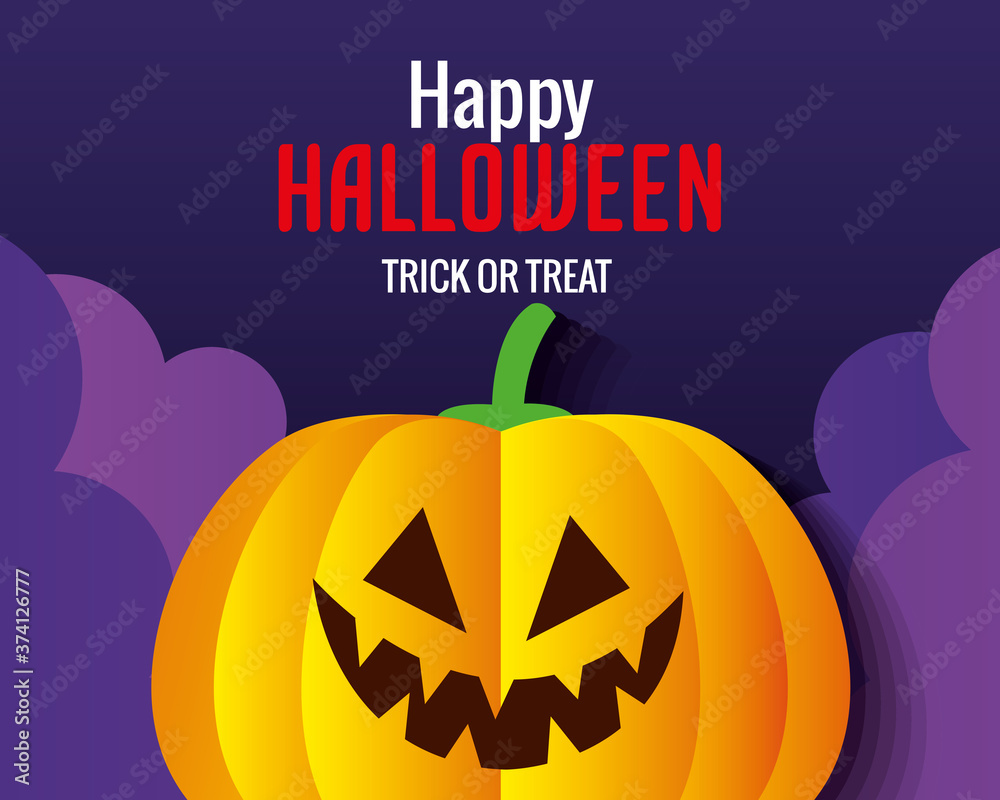 happy halloween banner, with pumpkin in paper cut style vector illustration design happy halloween banner, with pumpkin in paper cut style vector illustration design