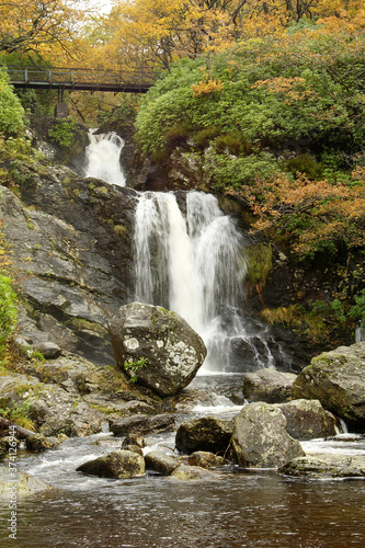 waterfall at Inversnaid on Loch Lomond in autumn