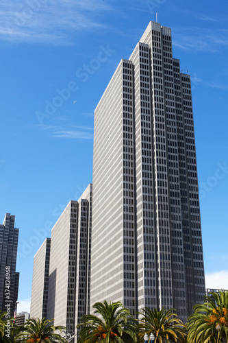 Skyline of architecture in central San Francisco  California