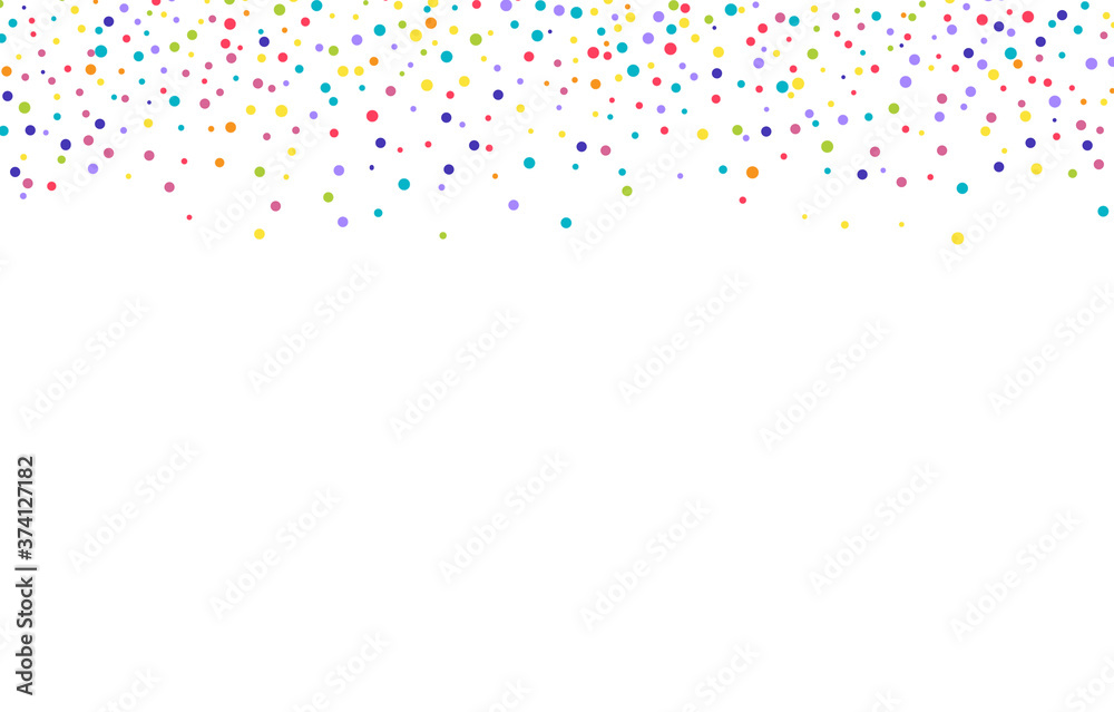 White texture with multi-colored spots and dots. Chaotic jagged spots or seamless dots Tiny specks or droplets of different sizes on an abstract ornament. Background for postcards, design or montage.
