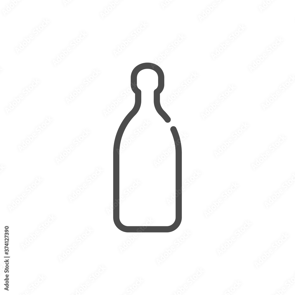 Tequila bottle in flat style on white background. Simple template design. Beverage icon design. Isolated illustration outline object. One line symbol of an alcoholic drink. Single shape drink product Tequila bottle in flat style on white background. Simple template design. Beverage icon design. Isolated illustration outline object. One line symbol of an alcoholic drink. Single shape drink product
