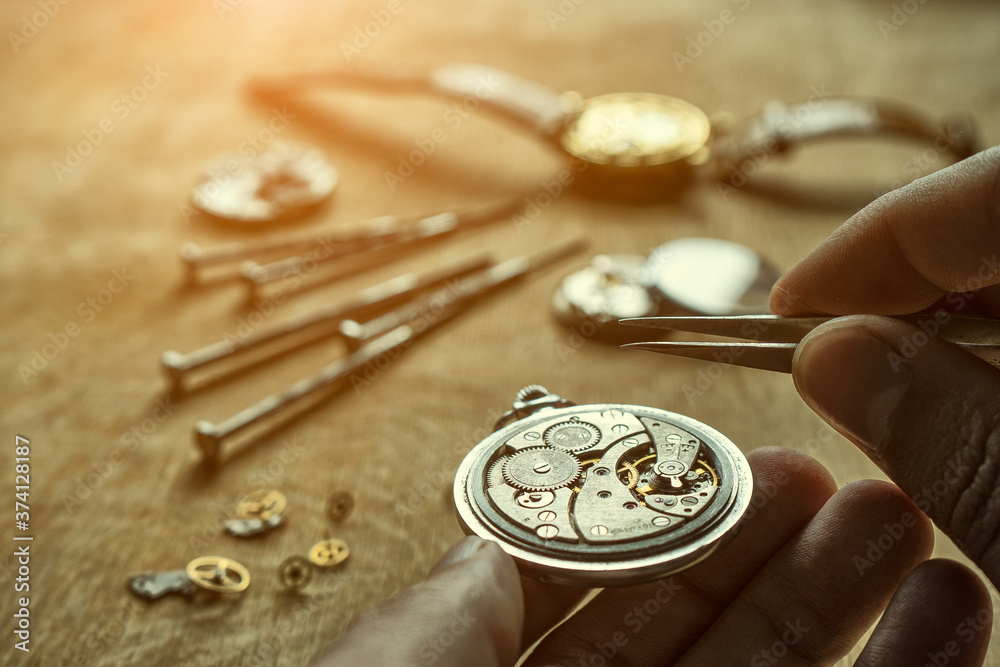 Mechanical watch repair, watchmaker's workshop
