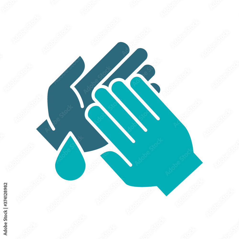 Cleaning hands with disinfectant drop colored icon. Hand disinfection, hygiene symbol Cleaning hands with disinfectant drop colored icon. Hand disinfection, hygiene symbol