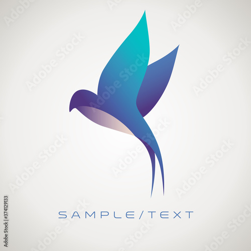 Stylized image of swallow, good for logo, isolated on gradient background