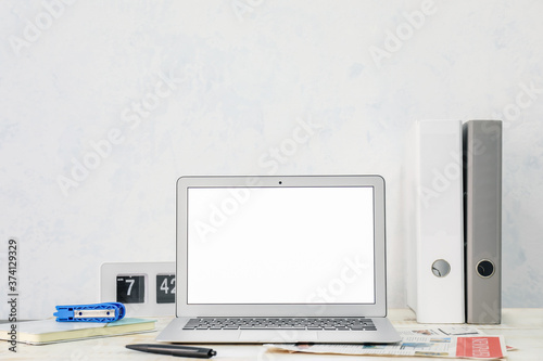 Modern laptop with blank sc...