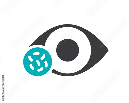 Human eye with bacteria colored icon. Disease visual organ, infectious eye disease, conjunctivitis symbol