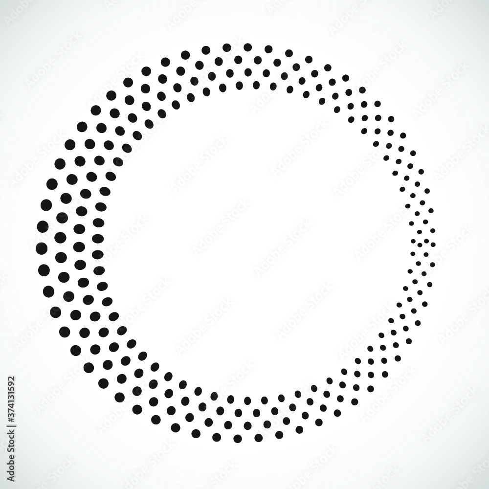 Halftone dots in circle form. Circular Music equalizer . Audio waves . Sound frequency . round logo . vector dotted frame . design element Halftone dots in circle form. Circular Music equalizer . Audio waves . Sound frequency . round logo . vector dotted frame . design element