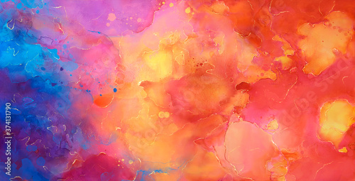 Fototapeta Naklejka Na Ścianę i Meble -  bright Abstract watercolor drawing on a paper image	
