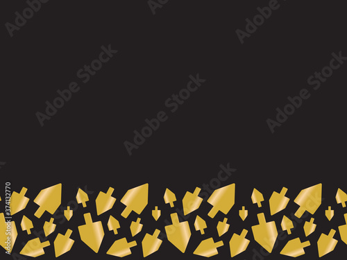Black Background with Gold Hanukkah Dreidels pattern